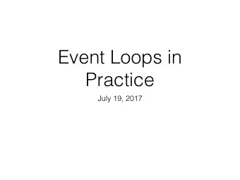 Event Loops in  Practice  July 19, 2017  Review Quiz  Which of these is not a common method  for