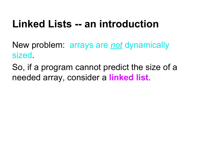 linked lists an introduction