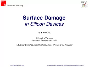 Surface Damage  in Silicon Devices  E. Fretwurst  University of Hamburg  Institute for Experimental