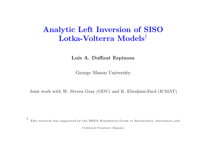 analytic left inversion of siso