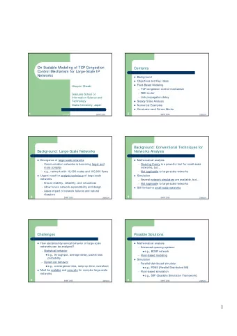 1  Objective  Key Ideas  Propose an analysis method for large-scale networks  Extend existing