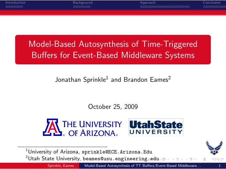 model based autosynthesis of time triggered buffers for