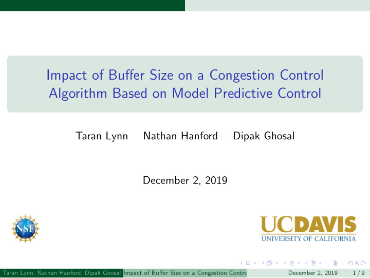 impact of buffer size on a congestion control algorithm