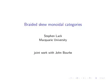 Braided skew monoidal categories  Stephen Lack  Macquarie University  joint work with John Bourke