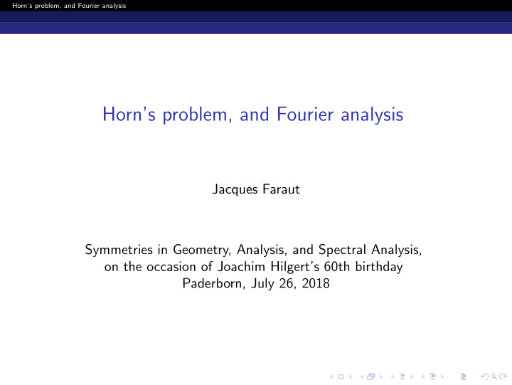 horn s problem and fourier analysis
