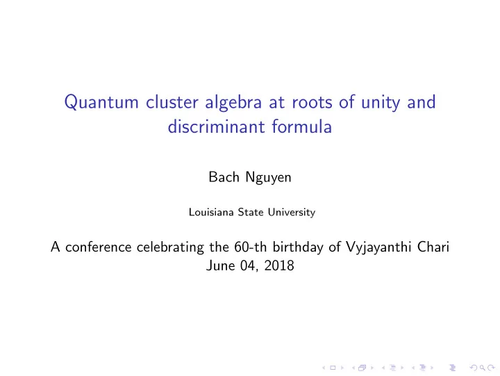quantum cluster algebra at roots of unity and