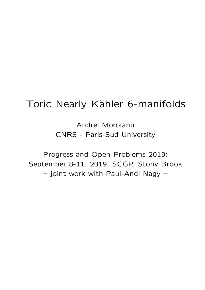toric nearly k ahler 6 manifolds