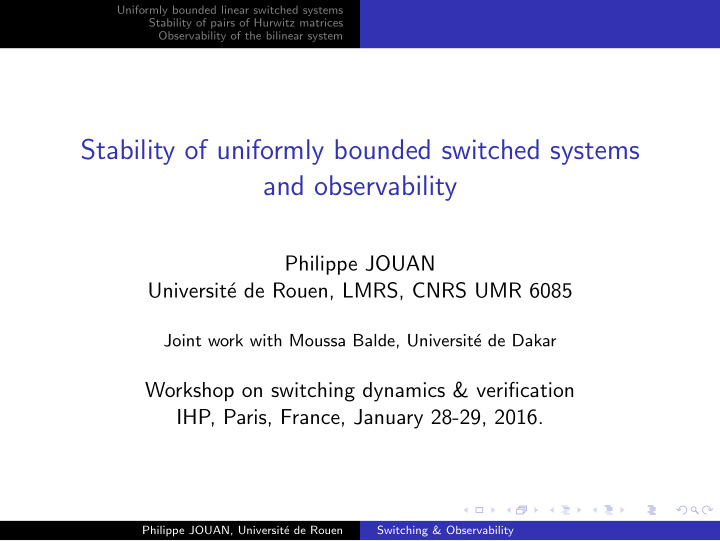 stability of uniformly bounded switched systems and