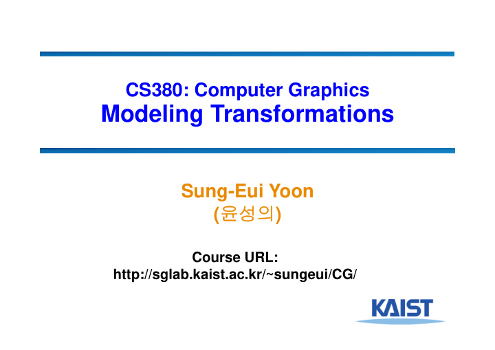 modeling transformations