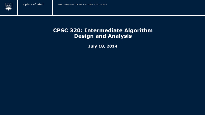 cpsc 320 intermediate algorithm