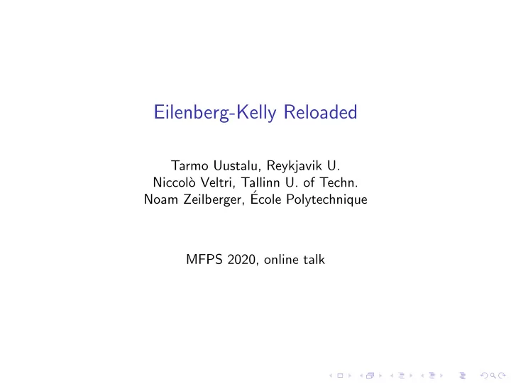 eilenberg kelly reloaded