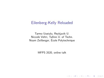 Eilenberg-Kelly Reloaded  Tarmo Uustalu, Reykjavik U.  Niccol`  o Veltri, Tallinn U. of Techn.