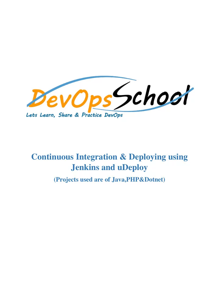 continuous integration deploying using jenkins and udeploy