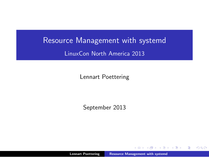 resource management with systemd