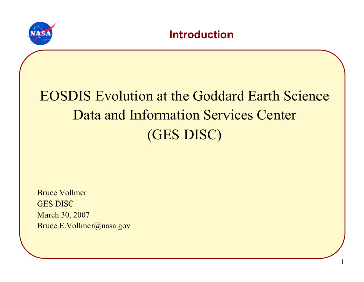 eosdis evolution at the goddard earth science data and