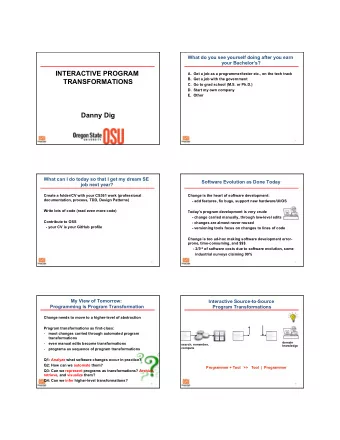 1  Refactoring Code for  Overview of My Research  Asynchronous Execution on Mobile  Retrofit