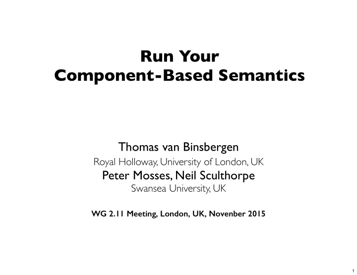 run your component based semantics