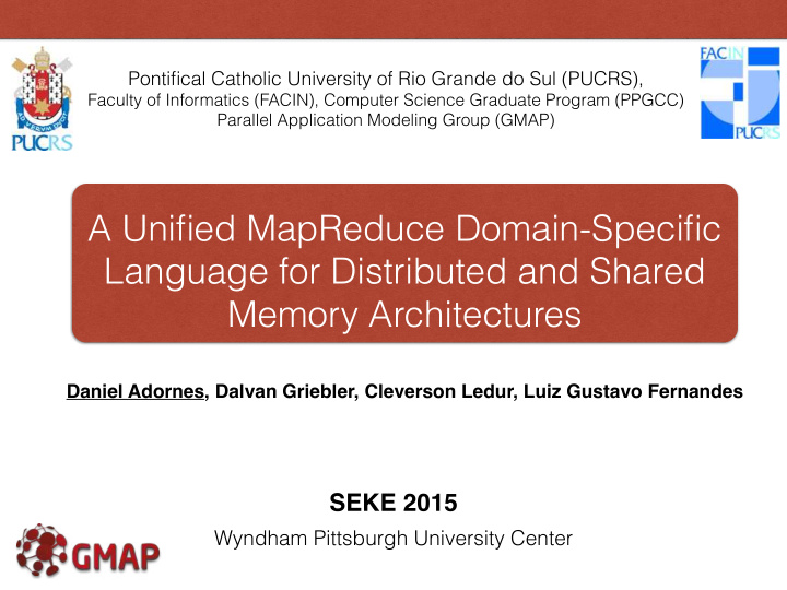 a unified mapreduce domain specific language for