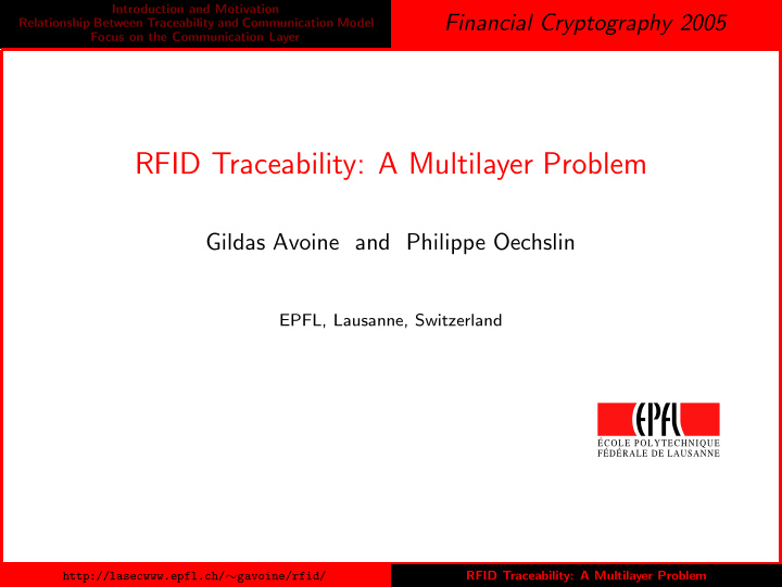 rfid traceability a multilayer problem