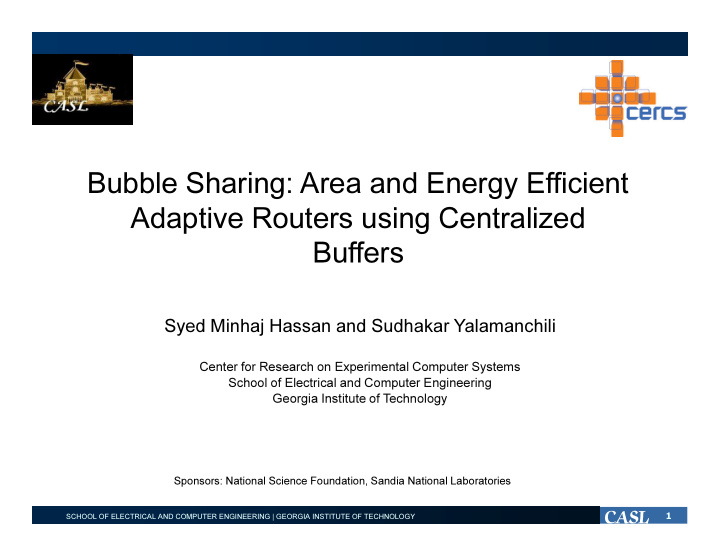 bubble sharing area and energy efficient adaptive routers