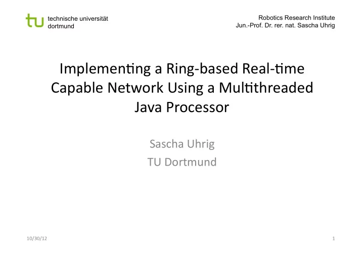 implemen ng a ring based real me capable network using a