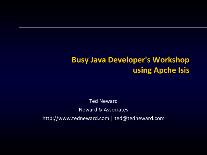 busy java developer s workshop using apche isis