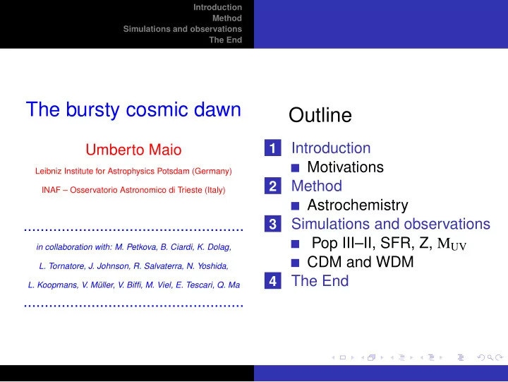 the bursty cosmic dawn outline