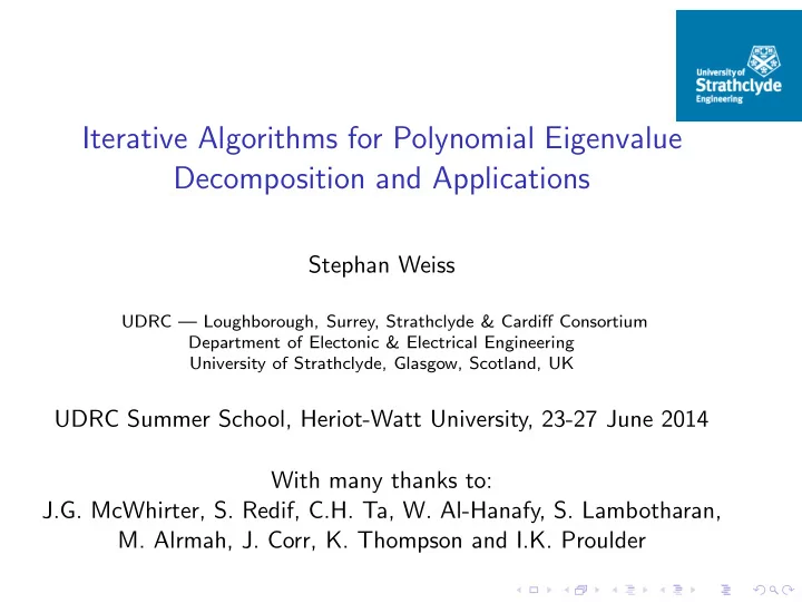 iterative algorithms for polynomial eigenvalue