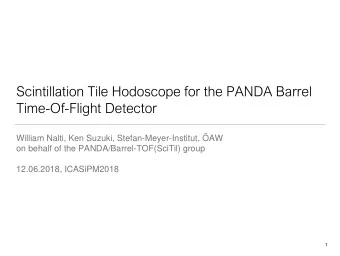 Scintillation Tile Hodoscope for the PANDA Barrel  Time-Of-Flight Detector  William Nalti, Ken