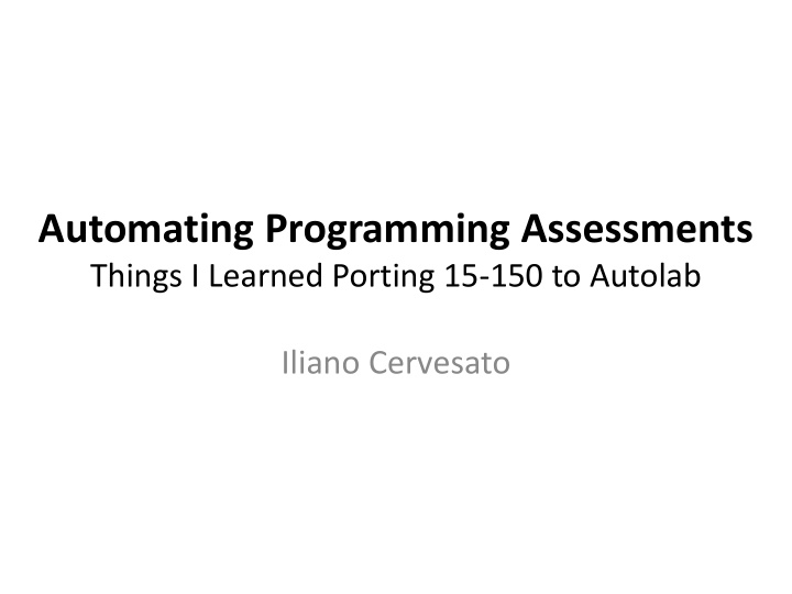 automating programming assessments