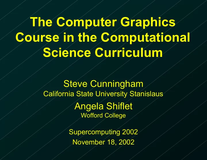 the computer graphics course in the computational science