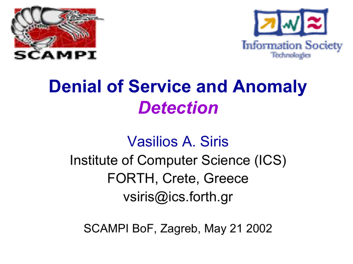 denial of service and anomaly detection