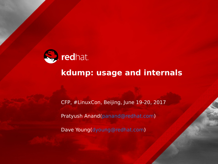 kdump usage and internals