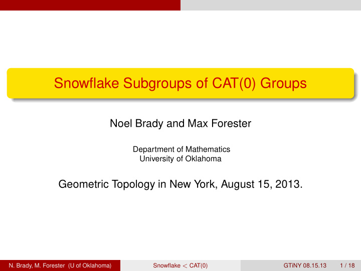 snowflake subgroups of cat 0 groups