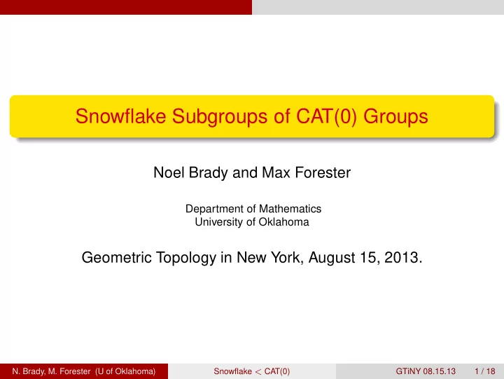 snowflake subgroups of cat 0 groups