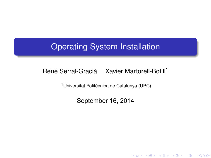 operating system installation