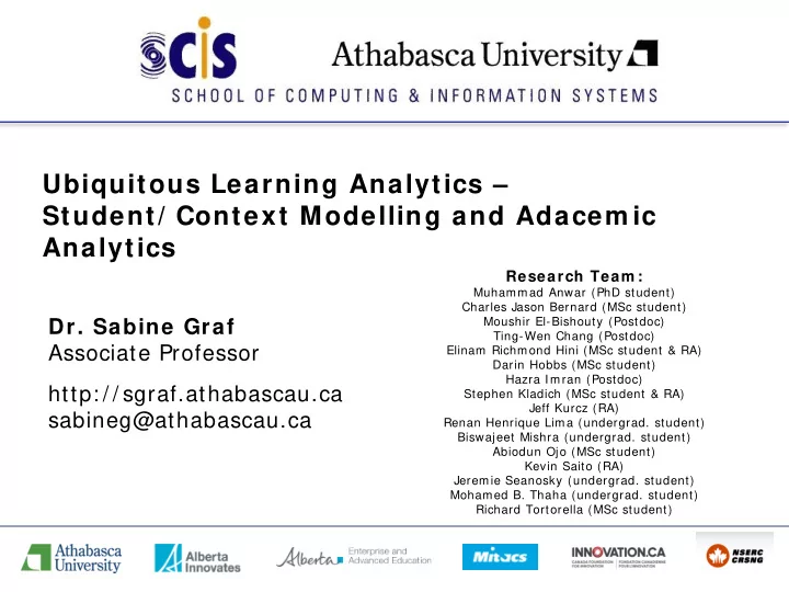 ubiquitous learning analytics student context modelling