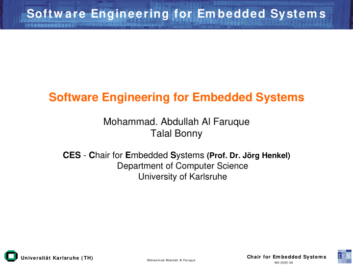 softw are engineering for em bedded system s software