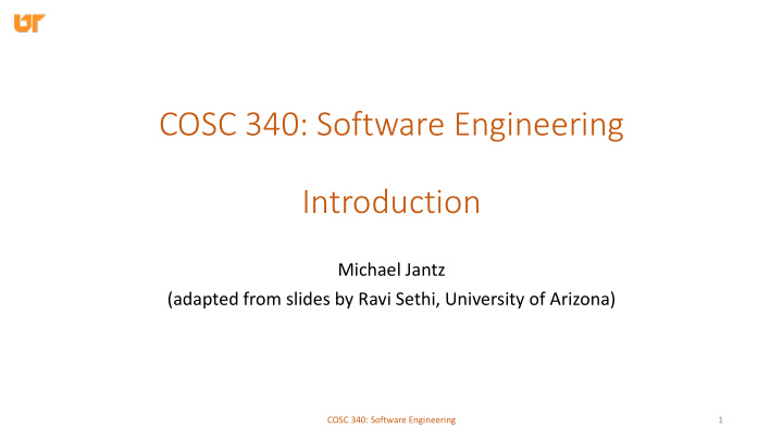 cosc 340 software engineering introduction