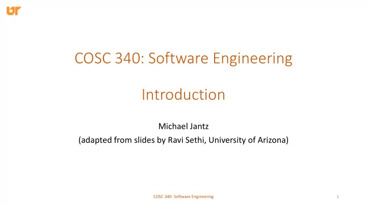 cosc 340 software engineering introduction