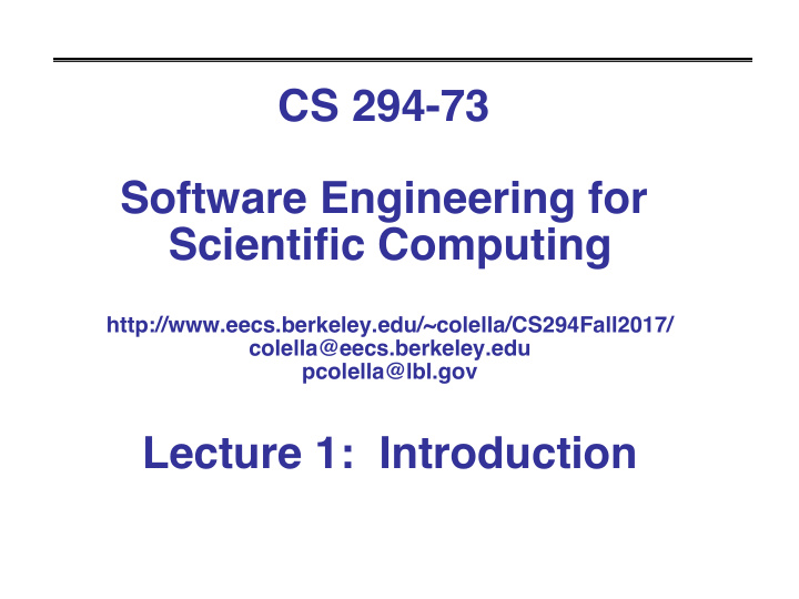 cs 294 73 software engineering for scientific computing