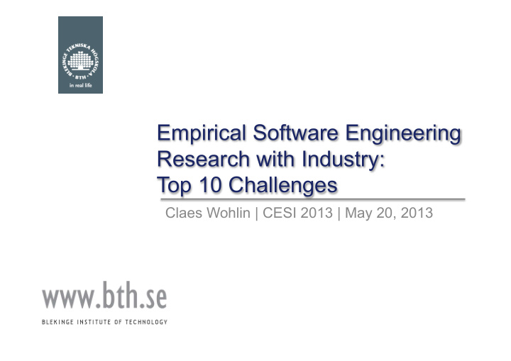 empirical software engineering research with industry top