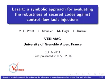 Lazart: a symbolic approach for evaluating  the robustness of secured codes against  control flow