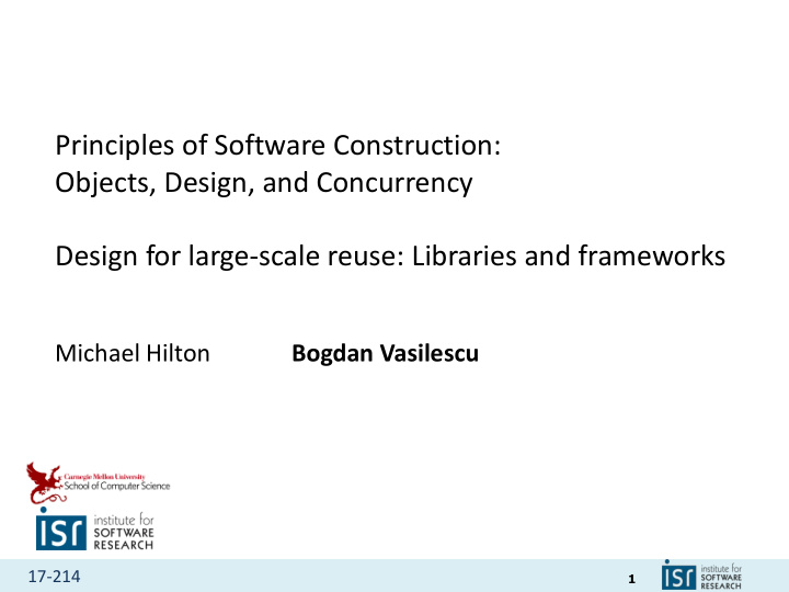 principles of software construction objects design and