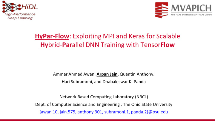 hypar flow exploiting mpi and keras for scalable hy brid