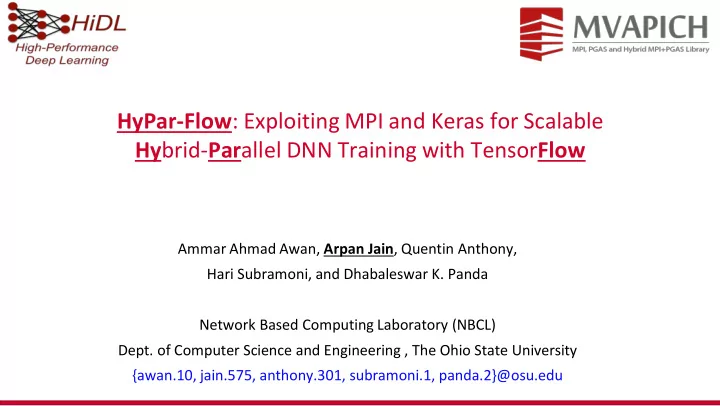 hypar flow exploiting mpi and keras for scalable hy brid