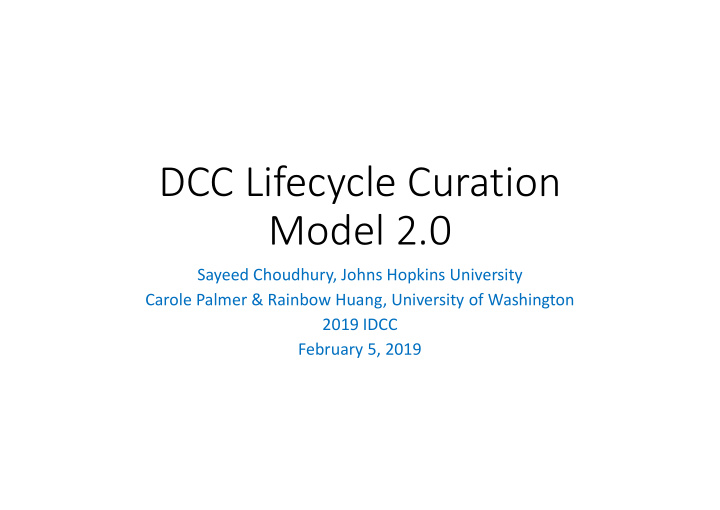 dcc lifecycle curation model 2 0