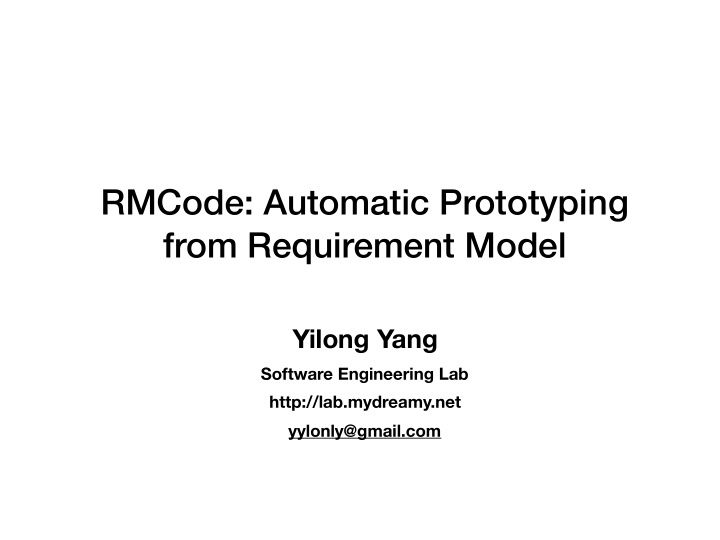 rmcode automatic prototyping from requirement model
