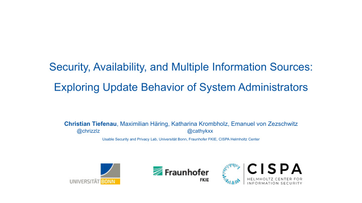 security availability and multiple information sources