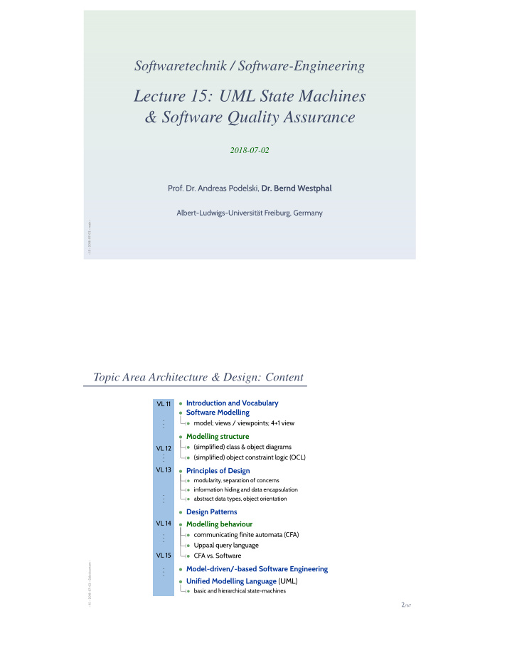 lecture 15 uml state machines software quality assurance